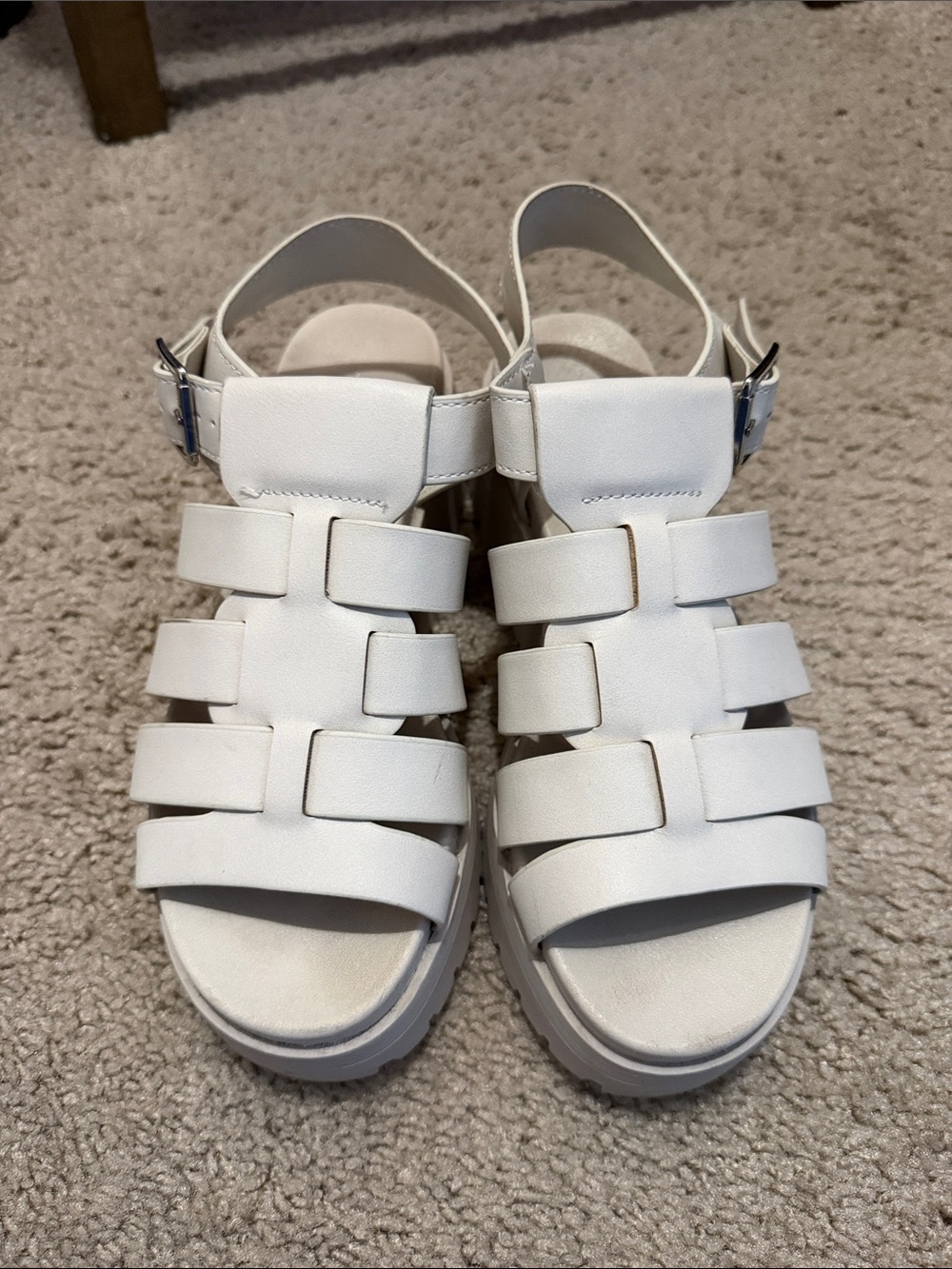 Soda White Strappy Platform Sandals